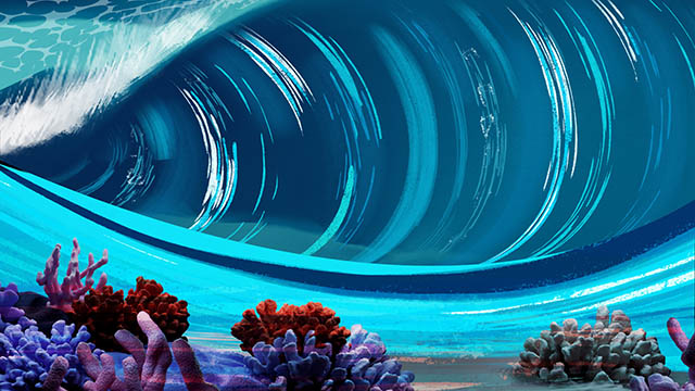 wave breaking on coral reef