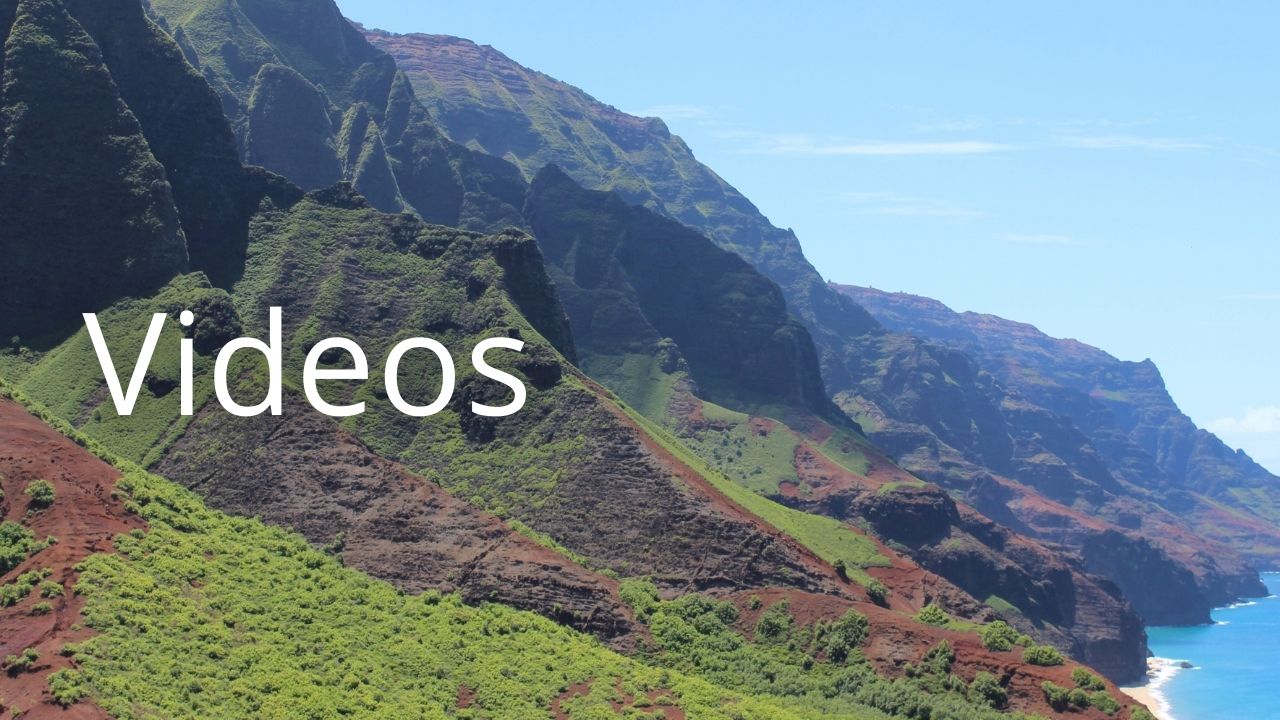 An image of the Na Pali coast with the word Videos
