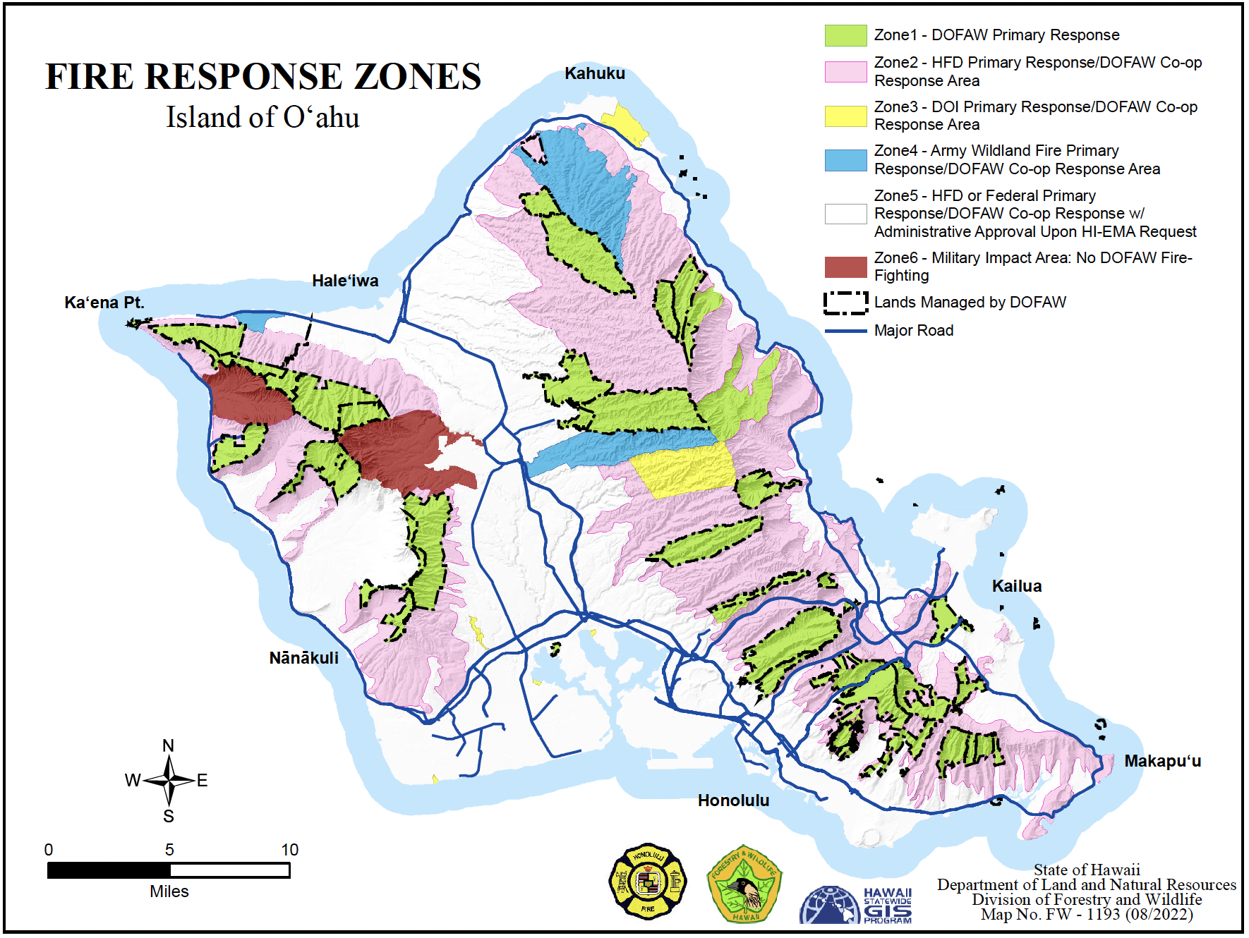 Fire Response Map Oʻahu