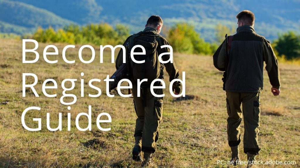An image of two hunters linking to Become a Registered Guide