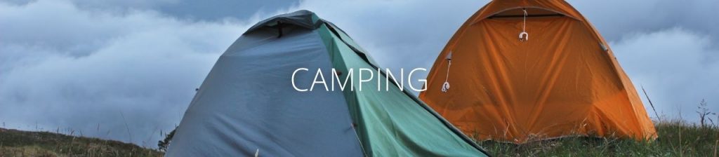 An image of two tents with the word Camping