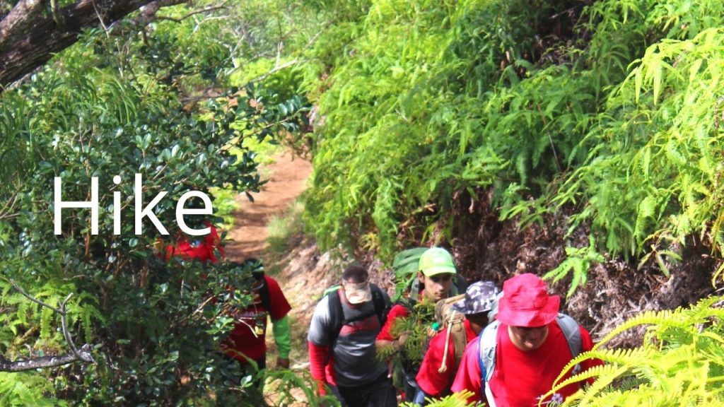 An image of hikers with the word Hike, linking to the hiking pages