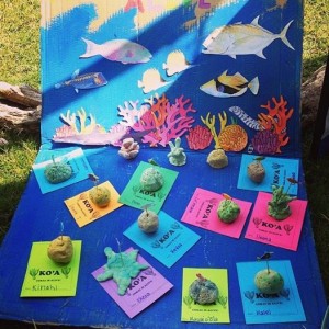 clay coral reef forms creating a fake coral reef art project