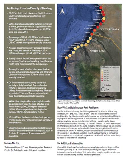West Hawaii Coral Bleaching Monitoring Report - 9/2016