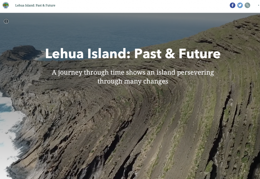 A screenshot of the Lehua Island Past and Future StoryMap