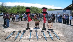 Center, foreground: Kahu Keoni Atkinson opening the blessing ceremony. Photo by Eric Yuasa, DOBOR