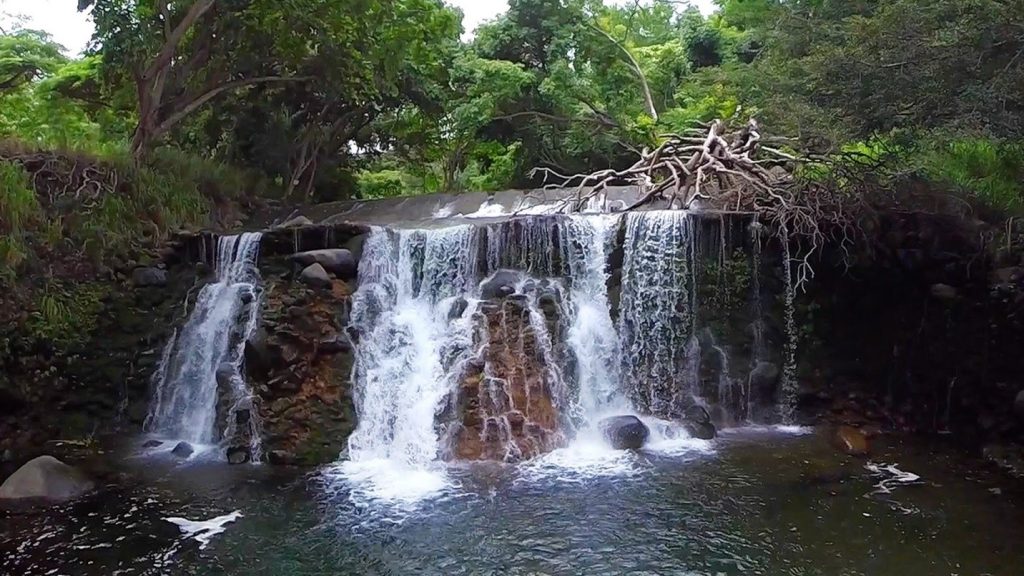 Photo of the waterfall in Iao Stream, since renamed Wailuku River, courtesy Bob Horcajo. 